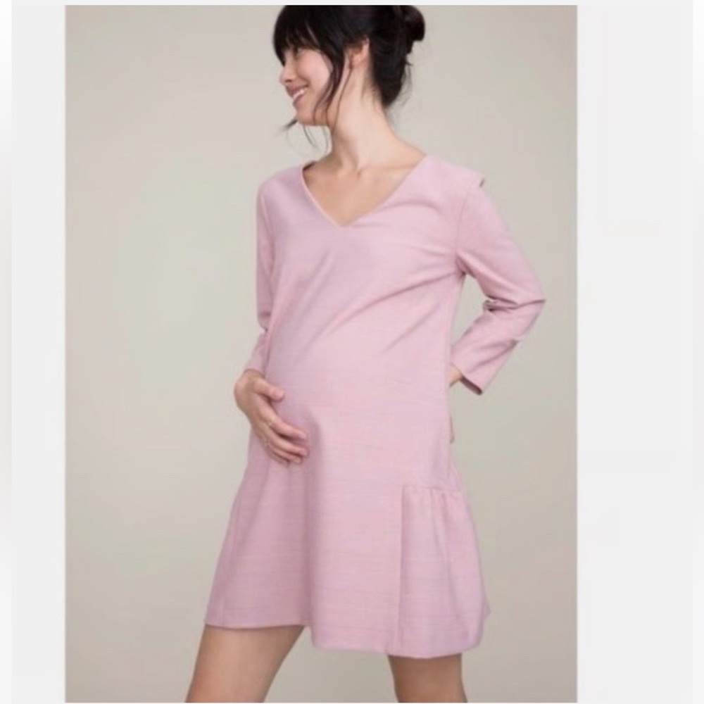 Hatch Maternity Pink Plaid Ruffle Flounce Dress HATCH Sz 2 Med/Large (Fits 6-12)